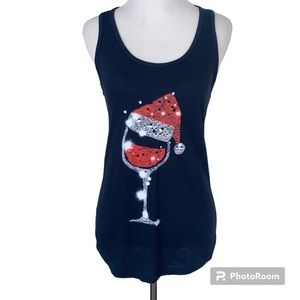 Cute Wine Christmas Tank Top Sz S